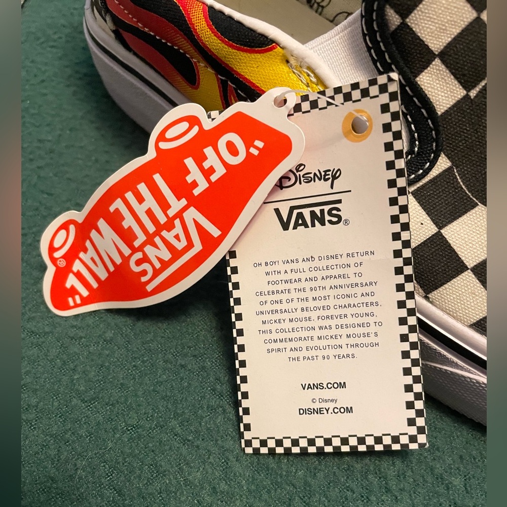 Vans Slip On Disney Mickey Minnie Mouse Checkerboard Flames 90th Anniversary - Picture 11 of 15